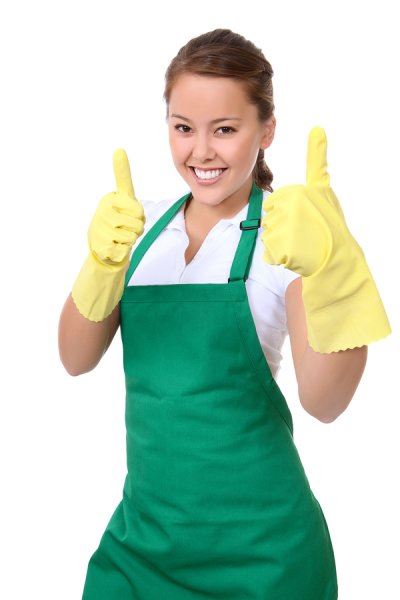 cleaning woman with thumbs up